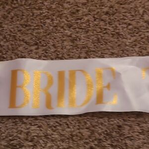 White and Gold Bride to Be Sash